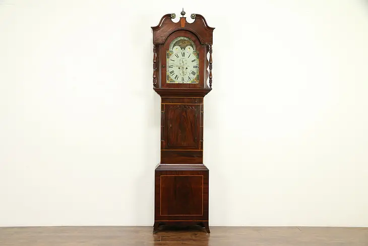 Georgian Antique English Mahogany Grandfather Tall Case Clock, Wiggan #32503