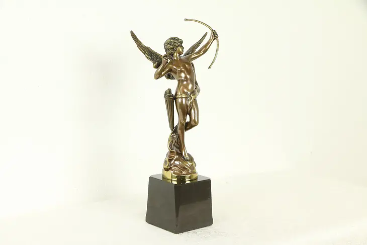 Cupid Statue Bronze or Brass Vintage Sculpture on Marble Base #32883