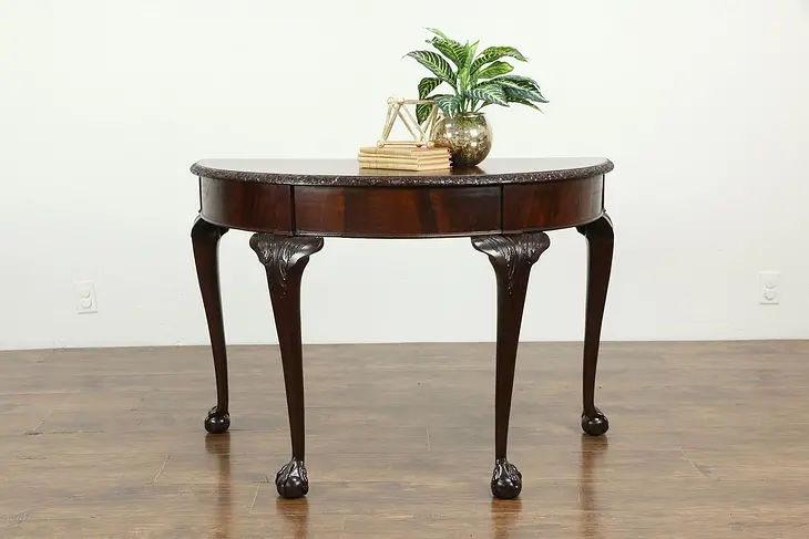 Georgian or Chippendale Style Half Round Demilune Console Table  #33333