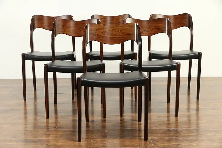 Set of 6 Midcentury Modern Danish Rosewood Dining Chairs, Moller #33083
