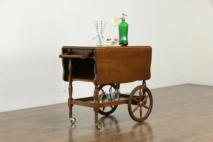Bar Cart, Mahogany Vintage Dessert or Beverage Trolley #33219