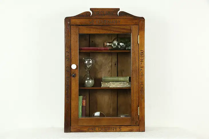 Dr. Claris Oak Antique Veterinary Medicine Cabinet, Buffalo NY #33383