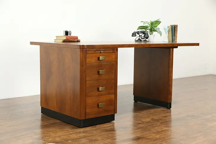 Midcentury Modern 1960 Vintage Walnut Desk, Harwood Stowe Davis #33984