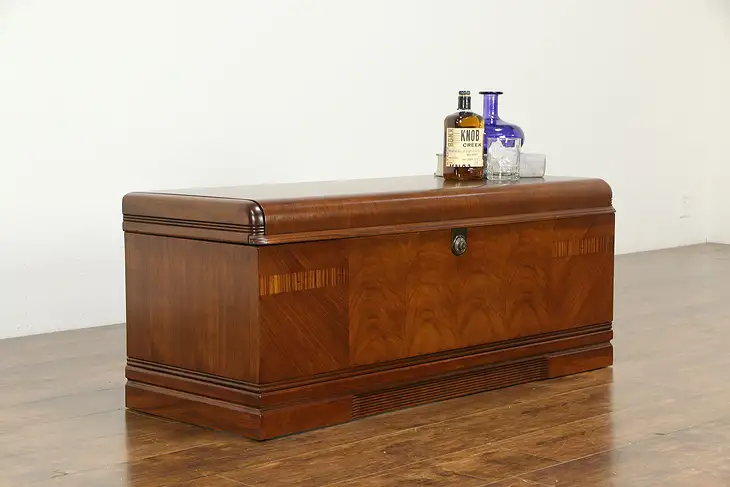 Art Deco Vintage Waterfall Cedar Lined Blanket Chest or Trunk, Cavalier #34053