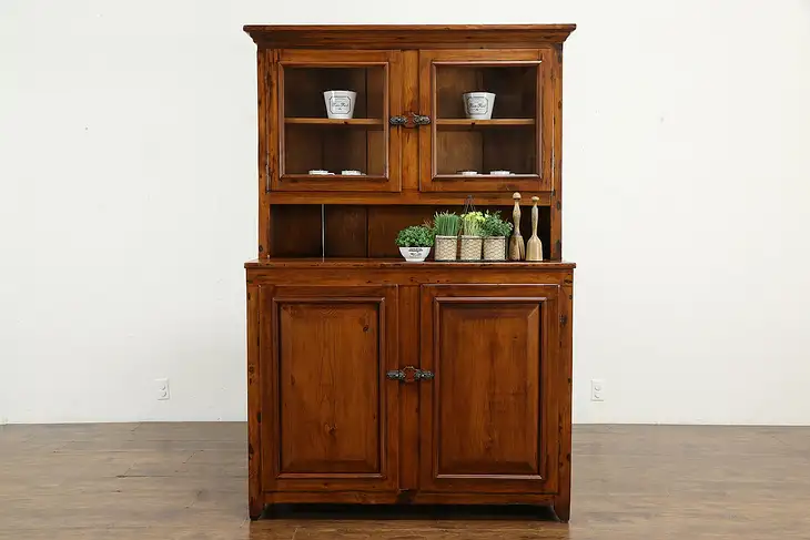 Country Pine Farmhouse Antique 1860 Primitive Kitchen Pantry Cupboard #34186