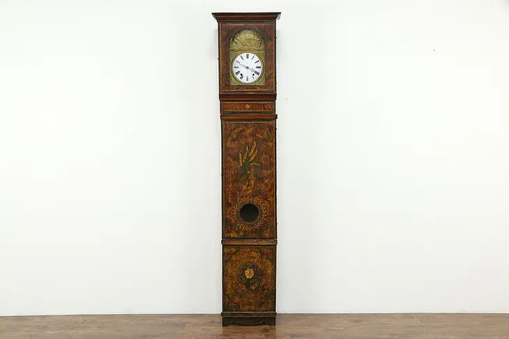 Hand Painted Antique Comtoise Morbier French Clock, Quartz Movement #33832