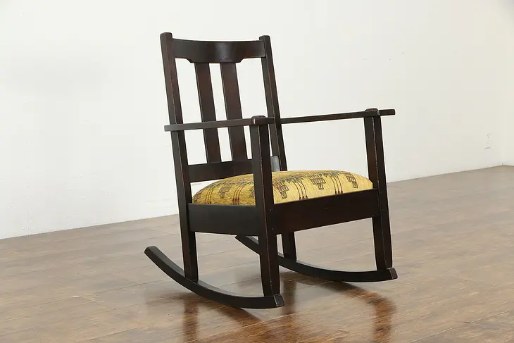 Arts & Crafts Mission Oak Antique Rocking Chair Craftsman Rocker Limbert  #34809