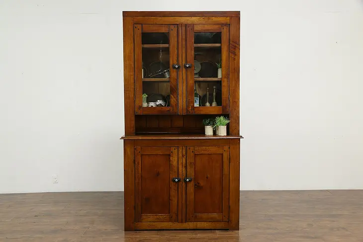 Primitive Antique Country Butternut Kitchen Pantry Cupboard  #35172