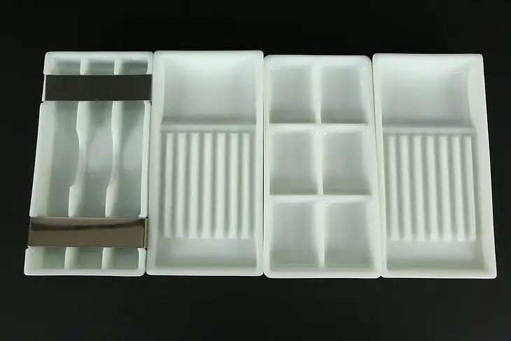 Antique Milk Glass Dental Trays, The American Cabinet Co.,Two Rivers #35261