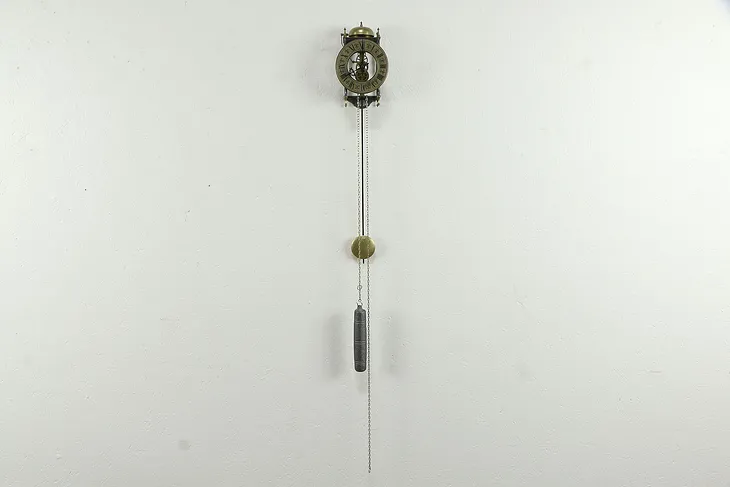 Skeleton Vintage Clock, 1600's Design, Chain & Weight, Bell Hour Strike #35201