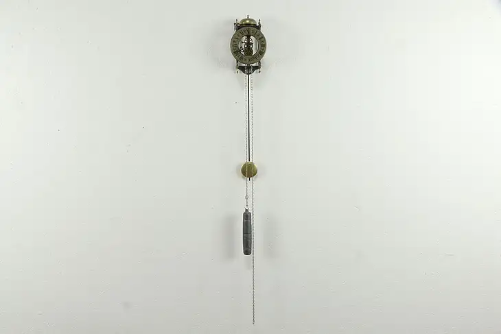 Skeleton Vintage Clock, 1600's Design, Chain & Weight, Bell Hour Strike #35201