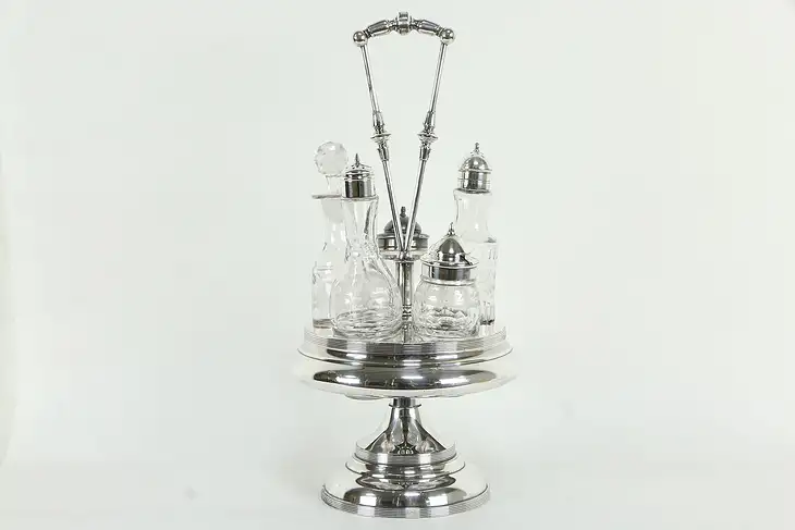 Victorian Antique Silverplate Castor Condiment & Cruet Set #33599