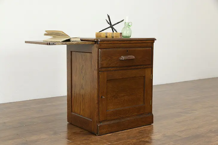 Oak Antique 1900 Office Cabinet, Sliding Shelf #34857