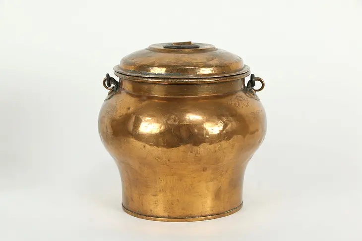 Covered Copper Antique Farmhouse Pot, Hand Dovetailed, Wedding Monograms #35782