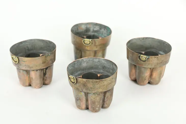 Copper Antique Farmhouse Set of 4 Individual Molds, Tin Lined  #35784