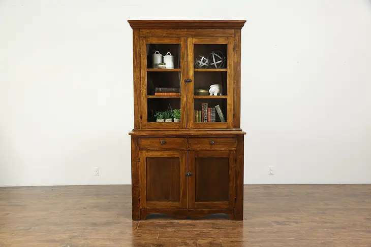 Country Pine Farmhouse Antique 1880 Bookcase, Cupboard or China Cabinet #35509