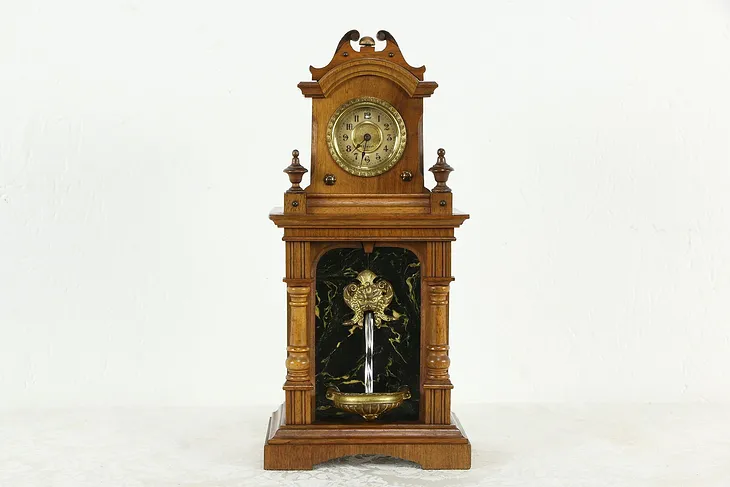 Victorian Antique Walnut German Clock & Waterfall Fountain Mechanism #35439