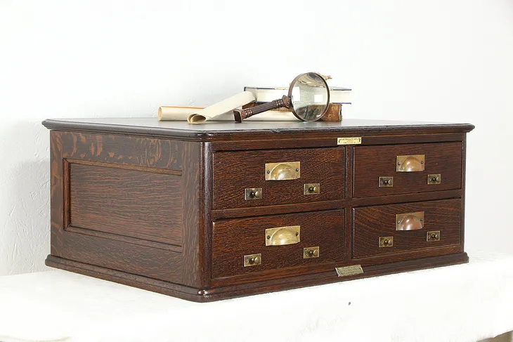 Oak Desktop Antique Office File Cabinet, Rochester NY & St. Paul #35709