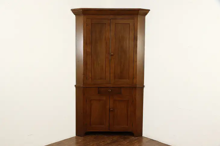 Farmhouse Antique 1850 Walnut Primitive Corner Cupboard or Cabinet #35217