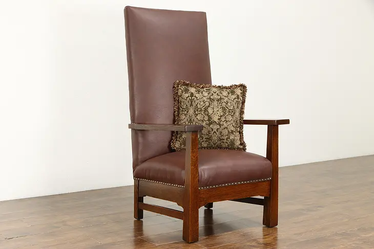 Arts & Crafts Mission Oak Antique Large Craftsman Lodge or Hall Chair #36202