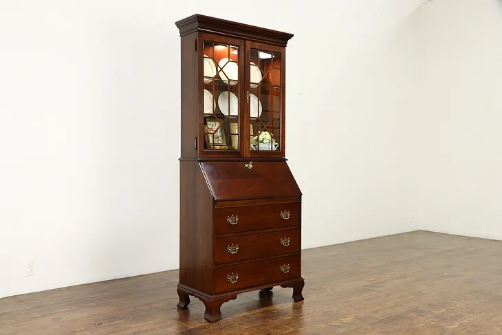 Traditional Cherry Vintage Secretary Desk & Bookcase Display, Jasper  #36601