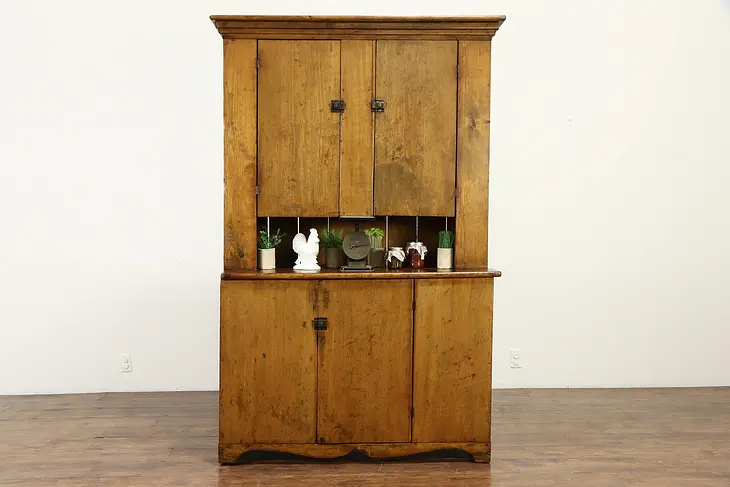 Primitive Farmhouse Country Pine Cabinet Antique Kitchen Pantry Cupboard #36759