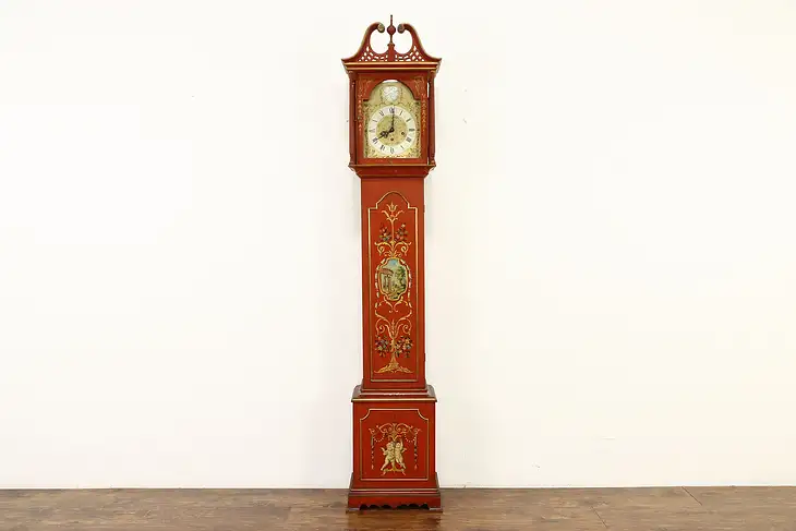 Hand Painted French Vintage Grandfather or Tall Case Clock, Westminster #36141