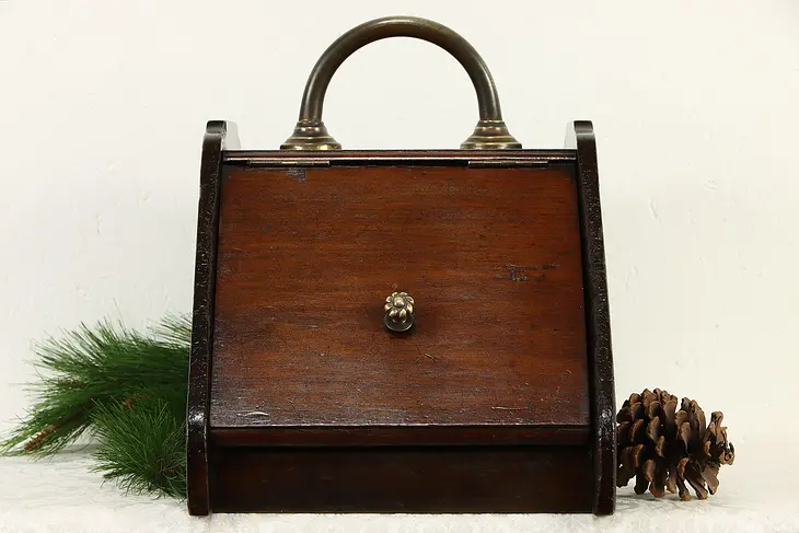 Victorian Antique English Mahogany Fireplace Coal Hod, Scuttle or Caddy  #36352