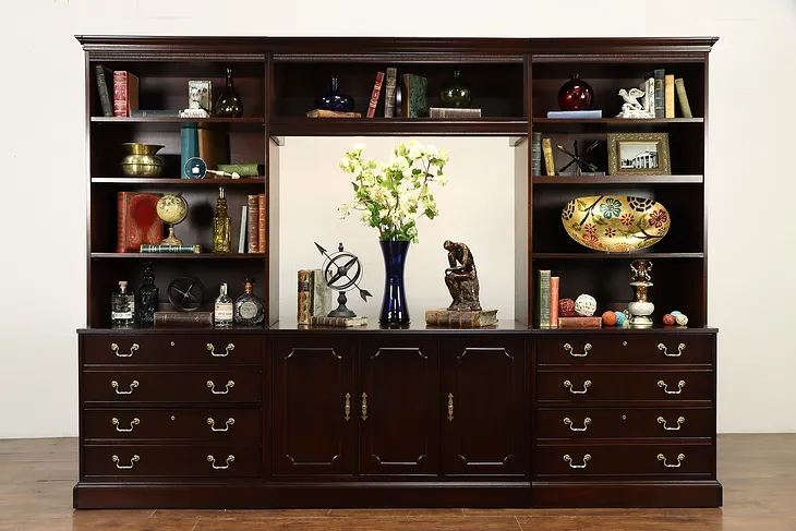 Mahogany Credenza & Lateral File Cabinet Wall Unit, National Mt. Airy #37021
