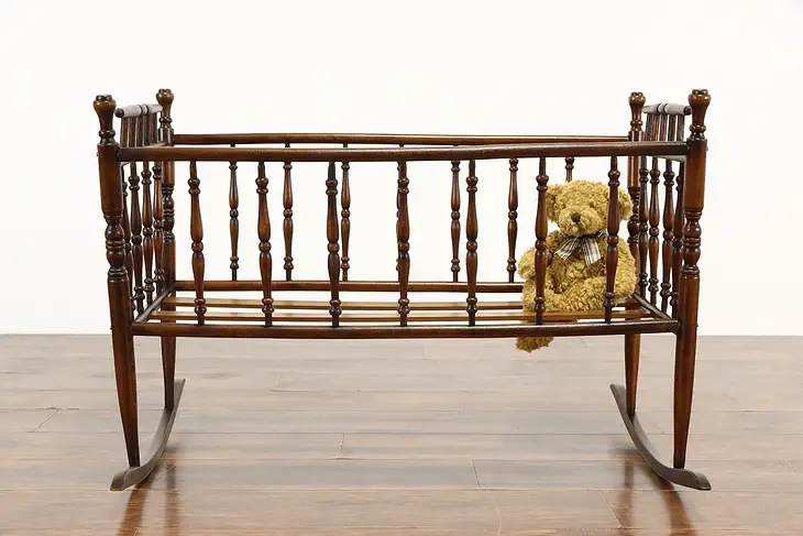 Victorian Antique 1875  Farmhouse Rocking Baby Cradle or Bed #36941