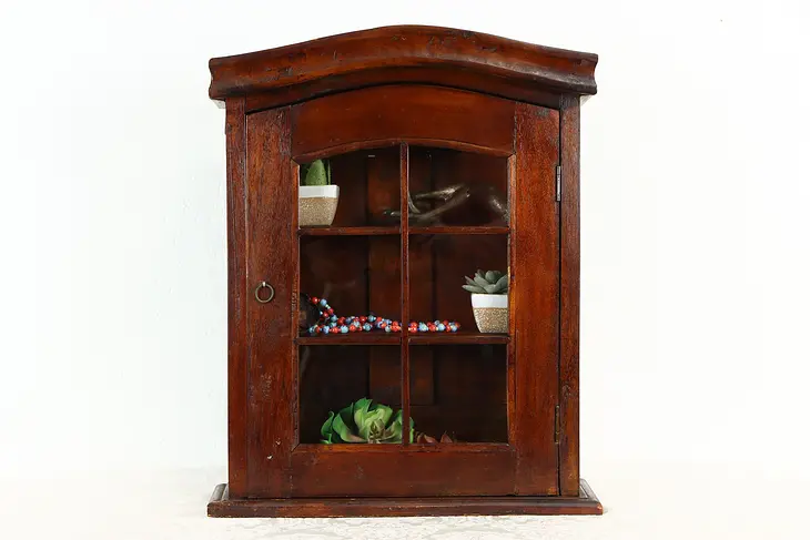 Tabletop or Wall Hanging Mahogany Vintage Display Cabinet, Medicine Chest #37262