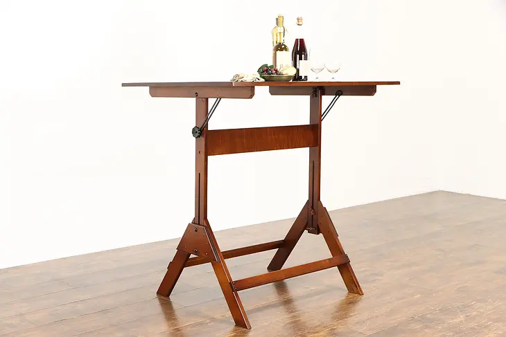 Adjustable Artist Vintage Drafting Drawing Desk or Wine & Cheese Table #37398