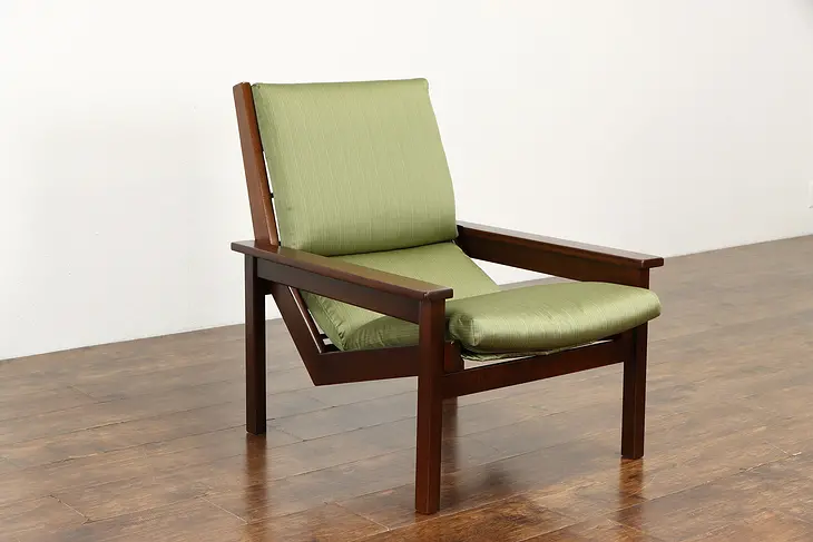 Midcentury Modern 1960 Vintage Mahogany Chair, New Upholstery #36440