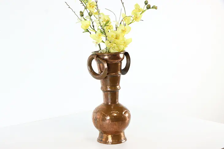 Copper Antique Hand Hammered & Dovetailed Farmhouse Urn or Vase #37702