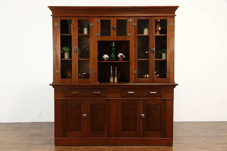 Farmhouse Country Victorian Redwood Kitchen Pantry Cupboard #36249