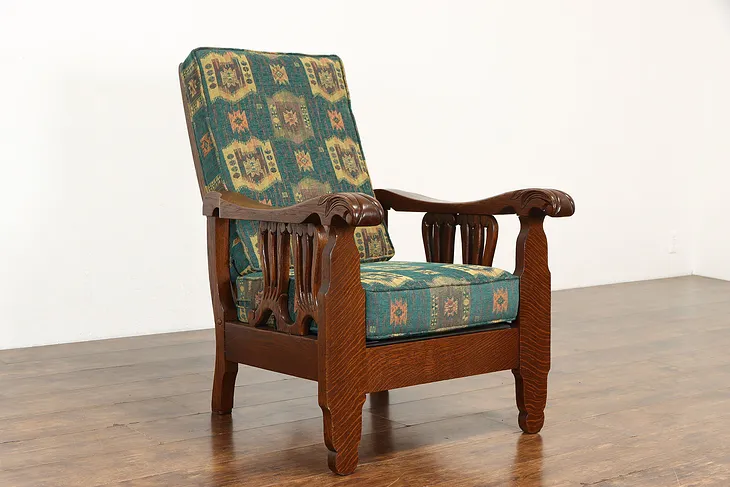 Victorian Antique Carved Oak Morris Recliner Chair, Royal #36001