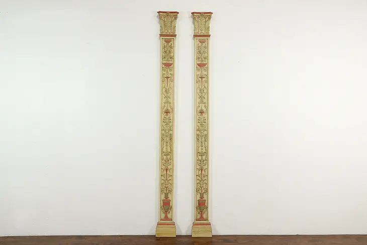 Pair of Classical Architectural Salvage Pilasters or Columns Hand Painted #37040