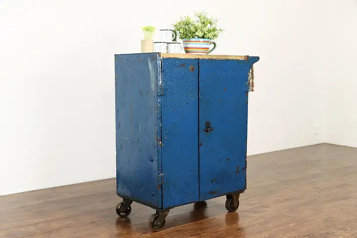 Industrial Salvage Vintage Steel Work, Bar or Rolling Coffee Cart #37992