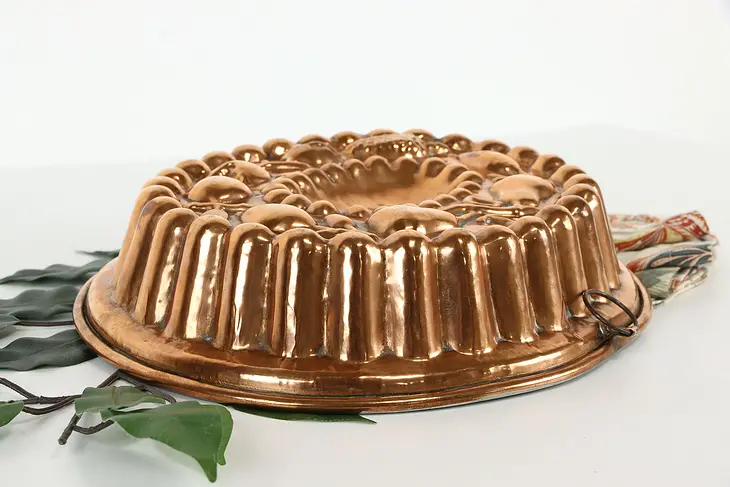 Hand Hammered Vintage Farmhouse Solid Copper Dessert Mold Cake Pan #38030