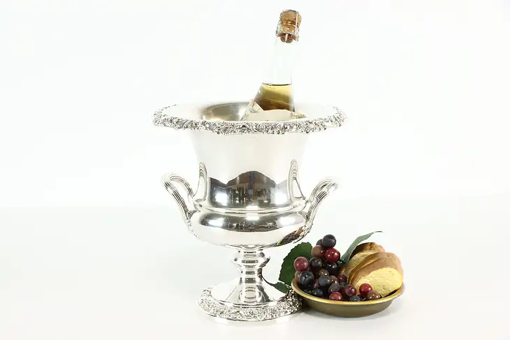 Silverplate Vintage Grapevine Champagne or Wine Cooler, International  #37777