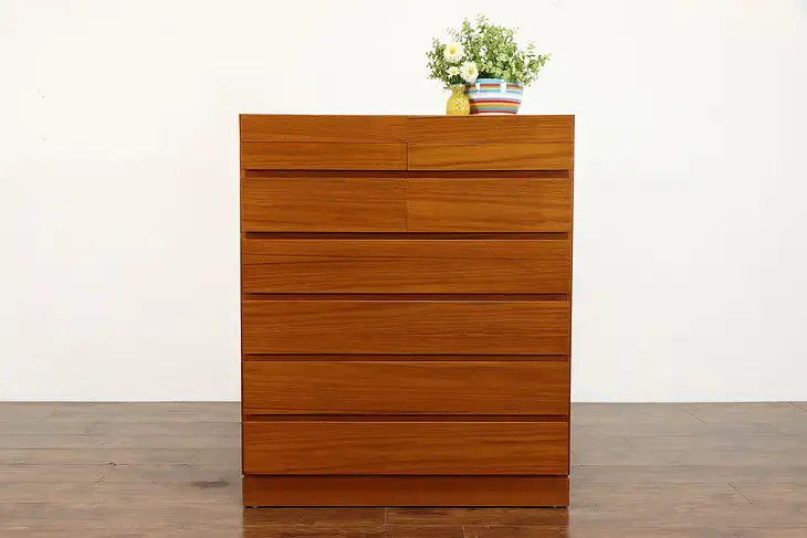 Midcentury Modern Danish Teak 10 Drawer Tall Chest or  Dresser, VM #37682