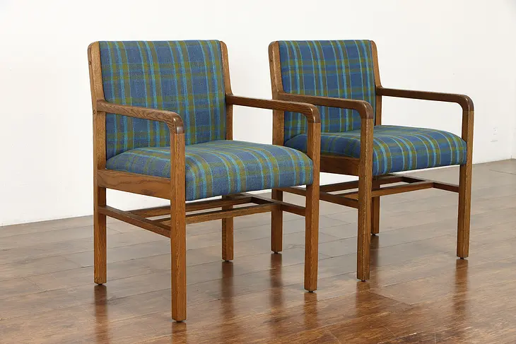 Pair of Midcentury Modern Oak Office Chairs or Armchairs, Helikon #37934