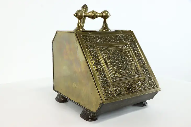 Victorian Brass Farmhouse Fireplace Coal Scuttle, Hod, Caddy & Scoop #38182