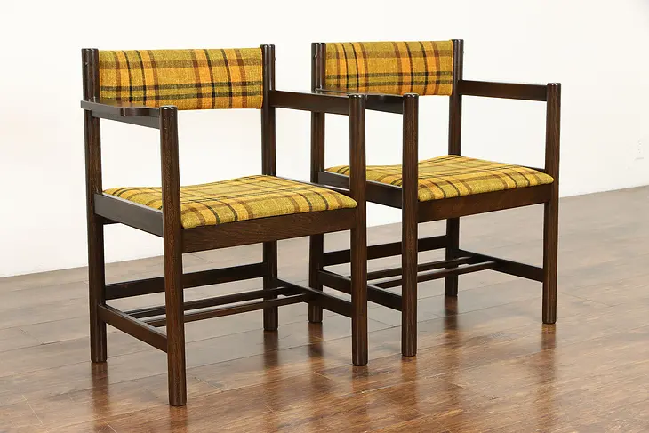 Midcentury Modern Pair of 1960 Vintage Oak Office Chairs, Charlotte #38412