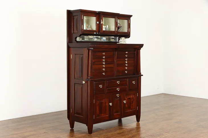 Mahogany Dentist, Antique Dental, Jewelry or Collector Cabinet, American #38067