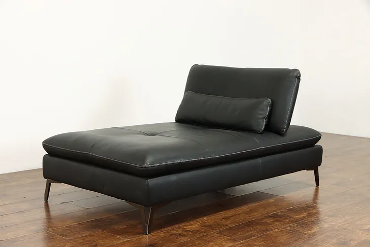 Italian Roche Bobois Contemporary Adjustable Leather Chaise Lounge Miti #38473