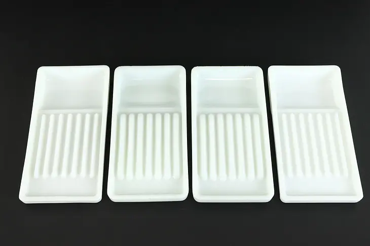 Antique Milk Glass 4 Dental Trays, American, Two Rivers WI  #38216
