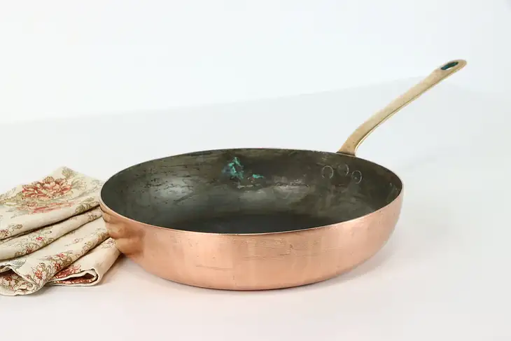 Copper Vintage Farmhouse Skillet Saute Pan, Country Kitchen #38165