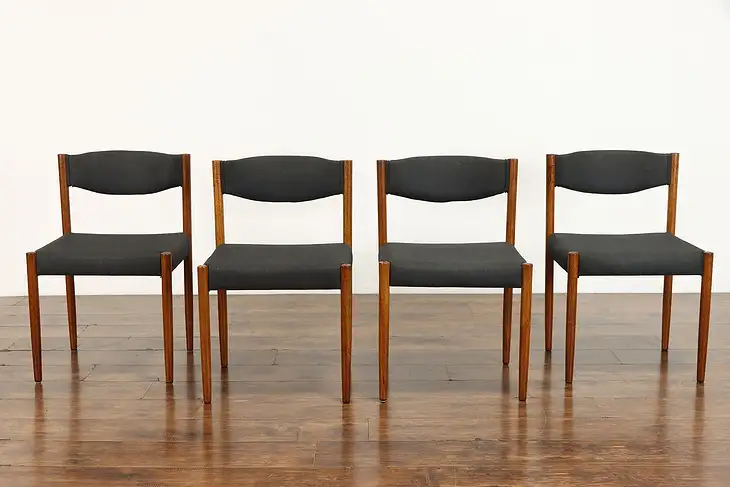 Set of 4 Teak Midcentury Modern Vintage Danish Dining, Office Chairs Nova #38501