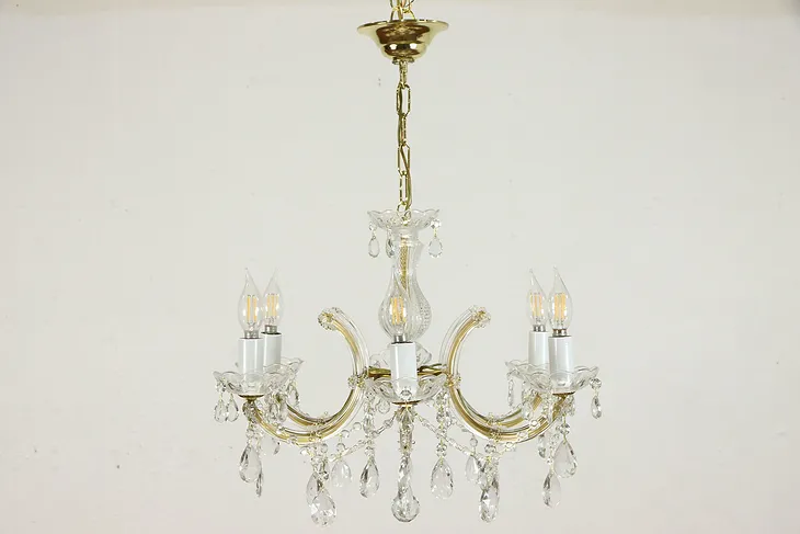 Maria Theresa Design Vintage Cut Crystal 6 Candle Chandelier #36120